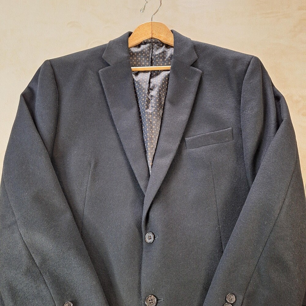 Lauren Ralph Lauren Blazer Mens 46R Black Wool Silk Cashmere Single Vent 2 Btn
